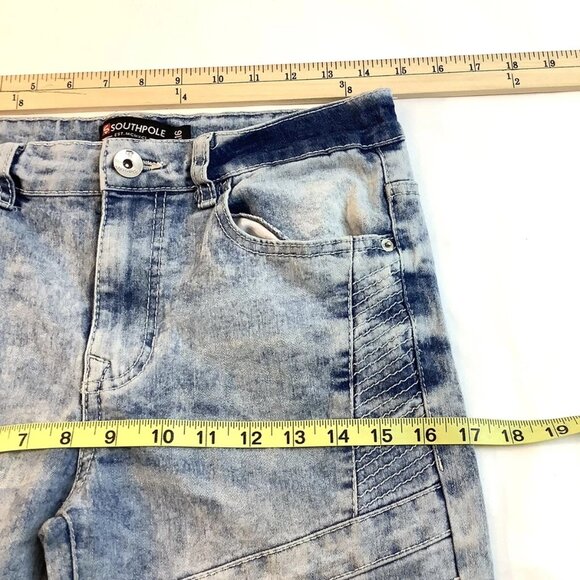 Southpole Moto Jeans Slim Straigth Leg Mid-Rise Blue Denim Womens Size 16 - Picture 8 of 14